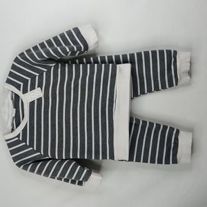 Boy's Grey | White Stripe 2 Pc Set Size: ( 9-12 Months)